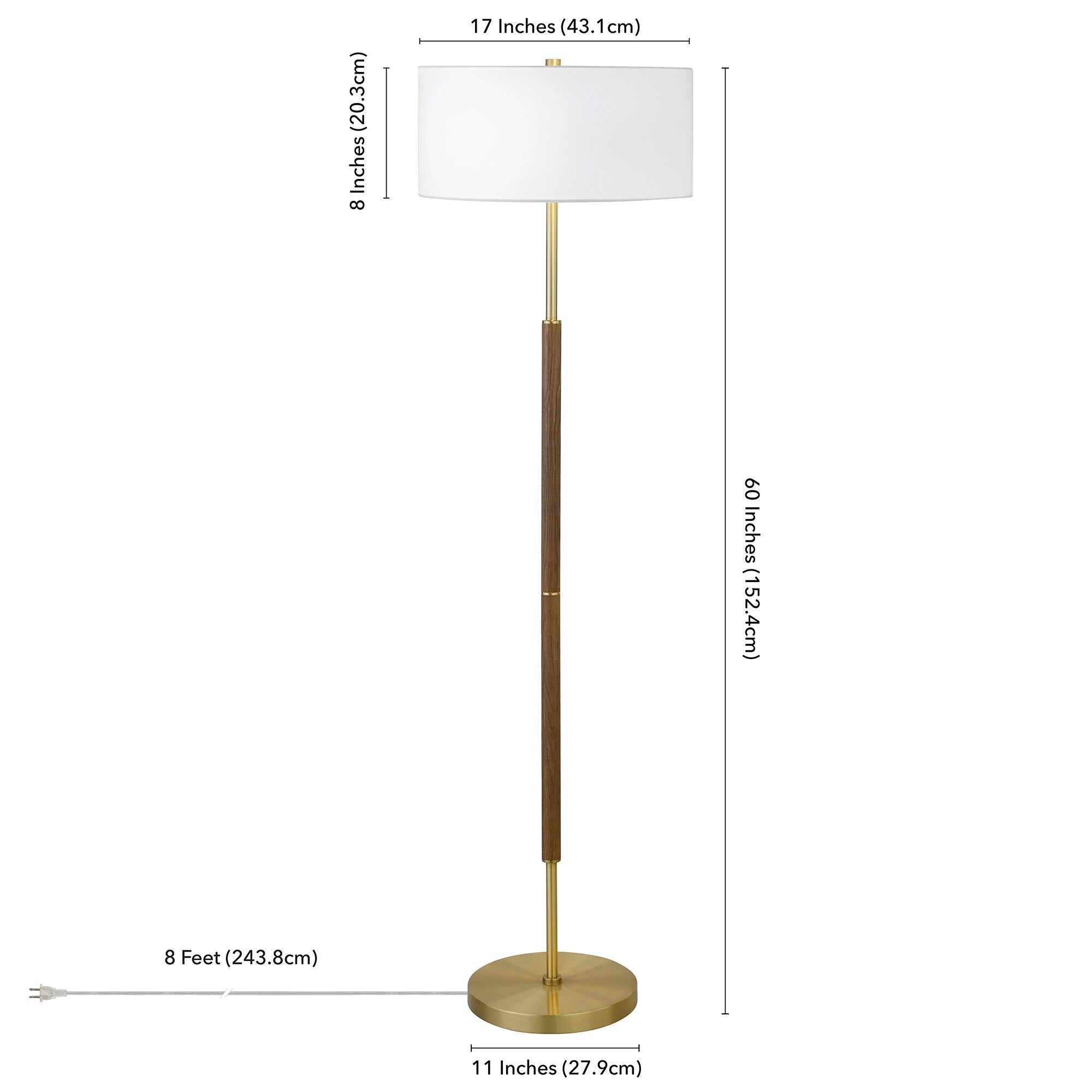 Lampadaire Simone à 2 lumières avec abat-jour en tissu