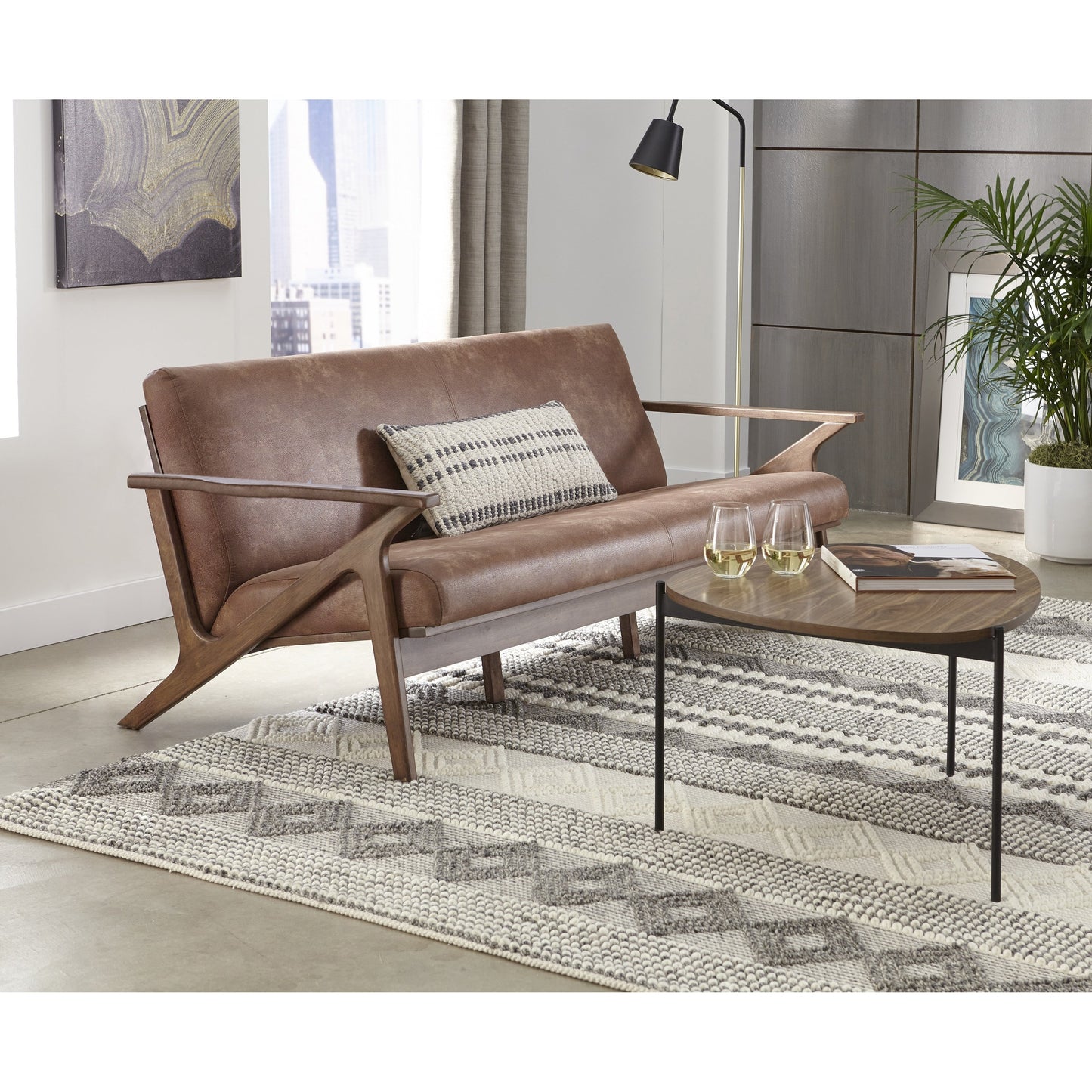 Canapé en bois massif Bianca de style Mid-Century de Simple Living