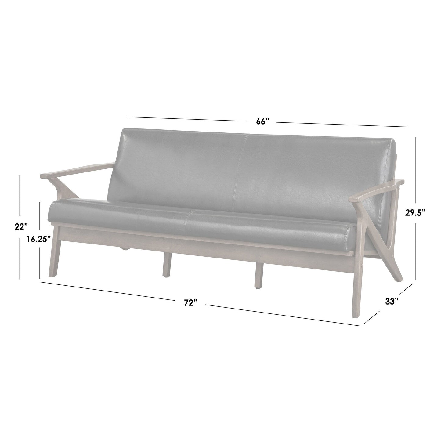 Canapé en bois massif Bianca de style Mid-Century de Simple Living