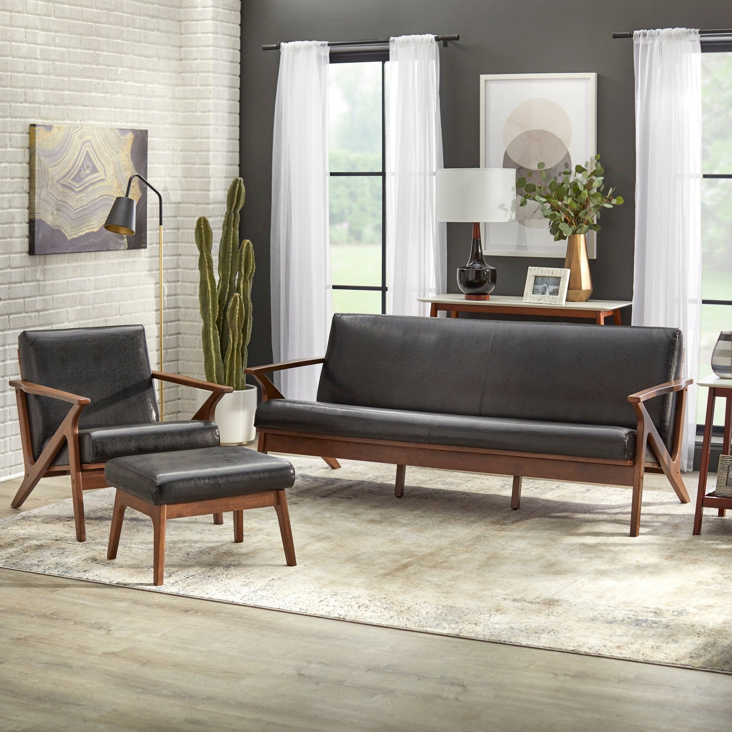 Canapé en bois massif Bianca de style Mid-Century de Simple Living