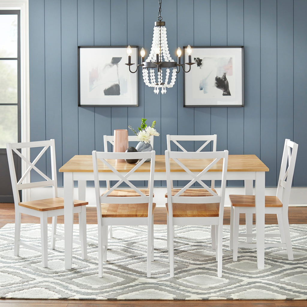 Ensemble de salle à manger Simple Living Crossback blanc/naturel 7 pièces