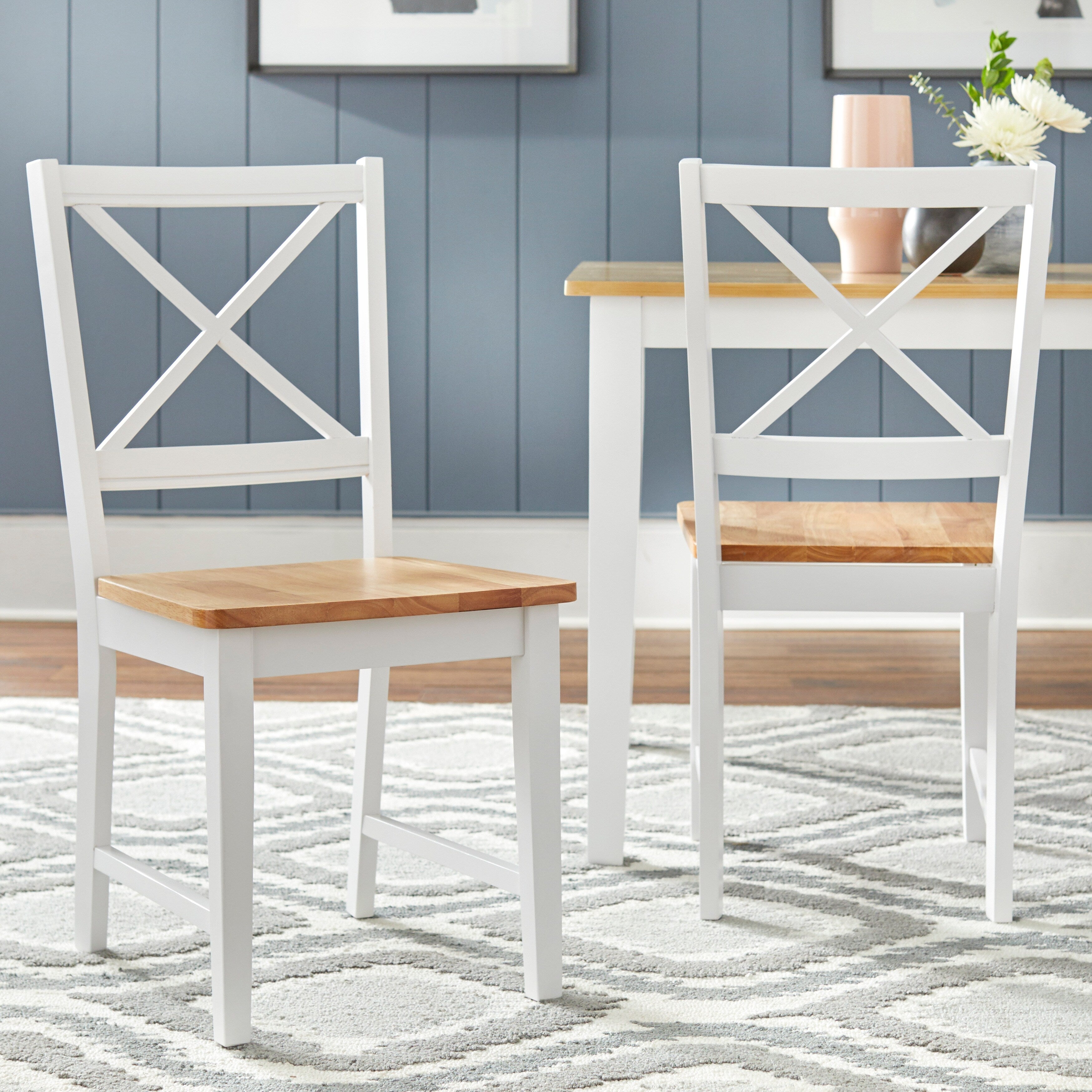 Ensemble de salle à manger Simple Living Crossback blanc/naturel 7 pièces