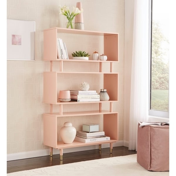 Bibliothèque à 3 niveaux Margo de Simple Living, style milieu de siècle moderne – 59,5 x 36 x 11,8 po