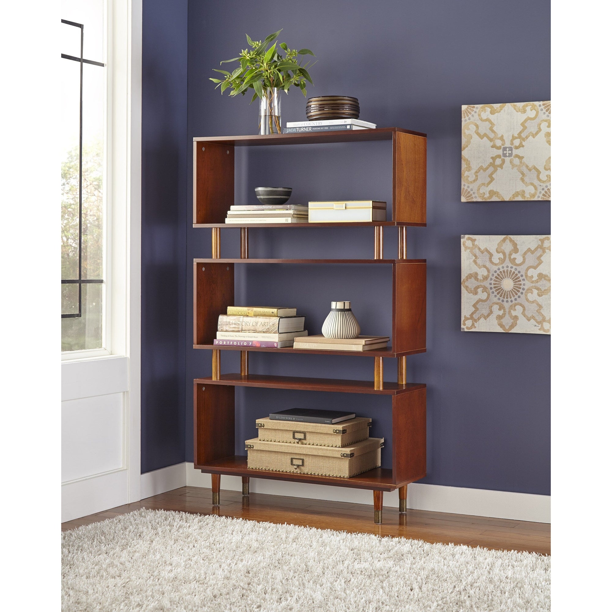 Simple Living Margo Mid-Century Modern 3-tier Bookshelf - 59.5h x 36w x 11.8d