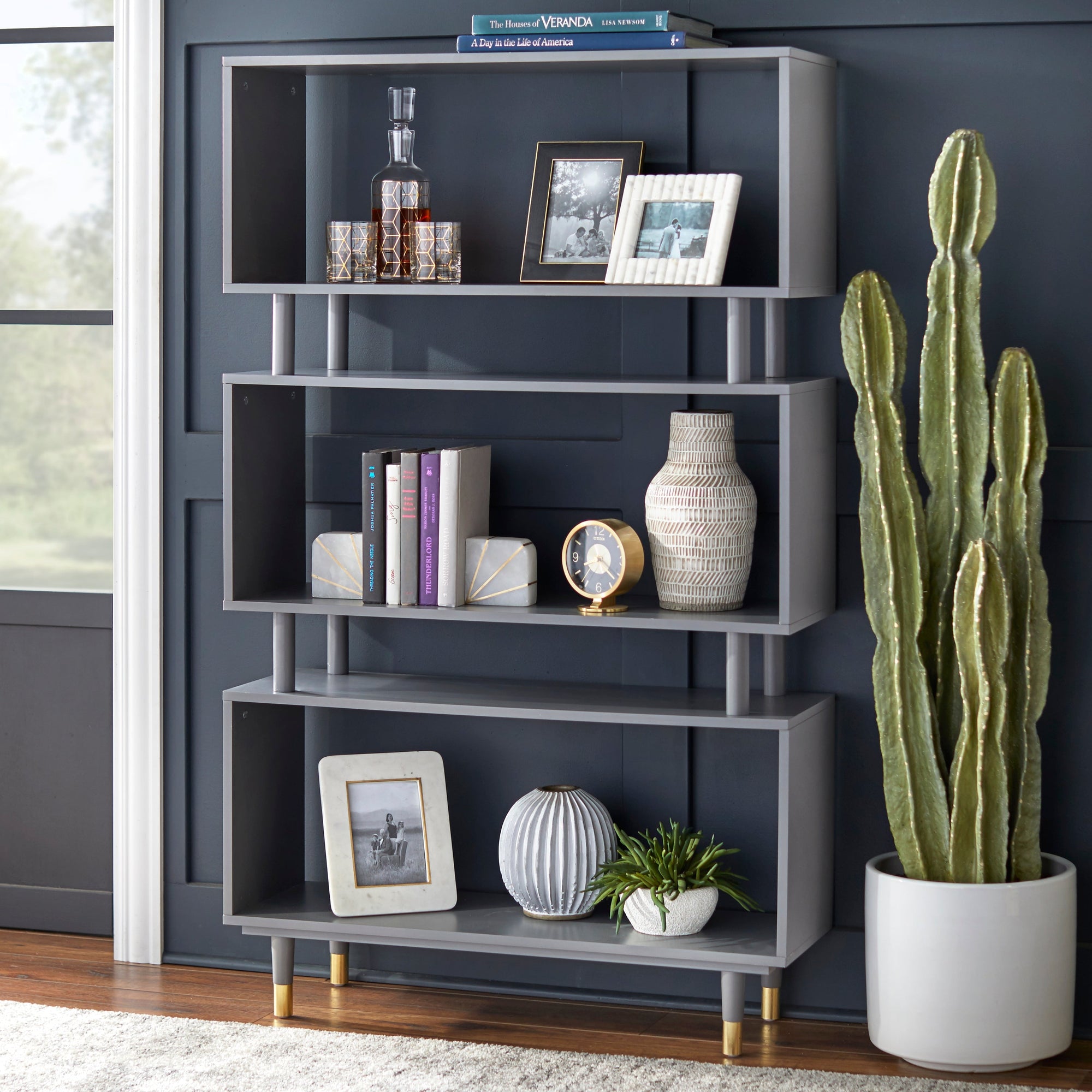 Simple Living Margo Mid-Century Modern 3-tier Bookshelf - 59.5h x 36w x 11.8d