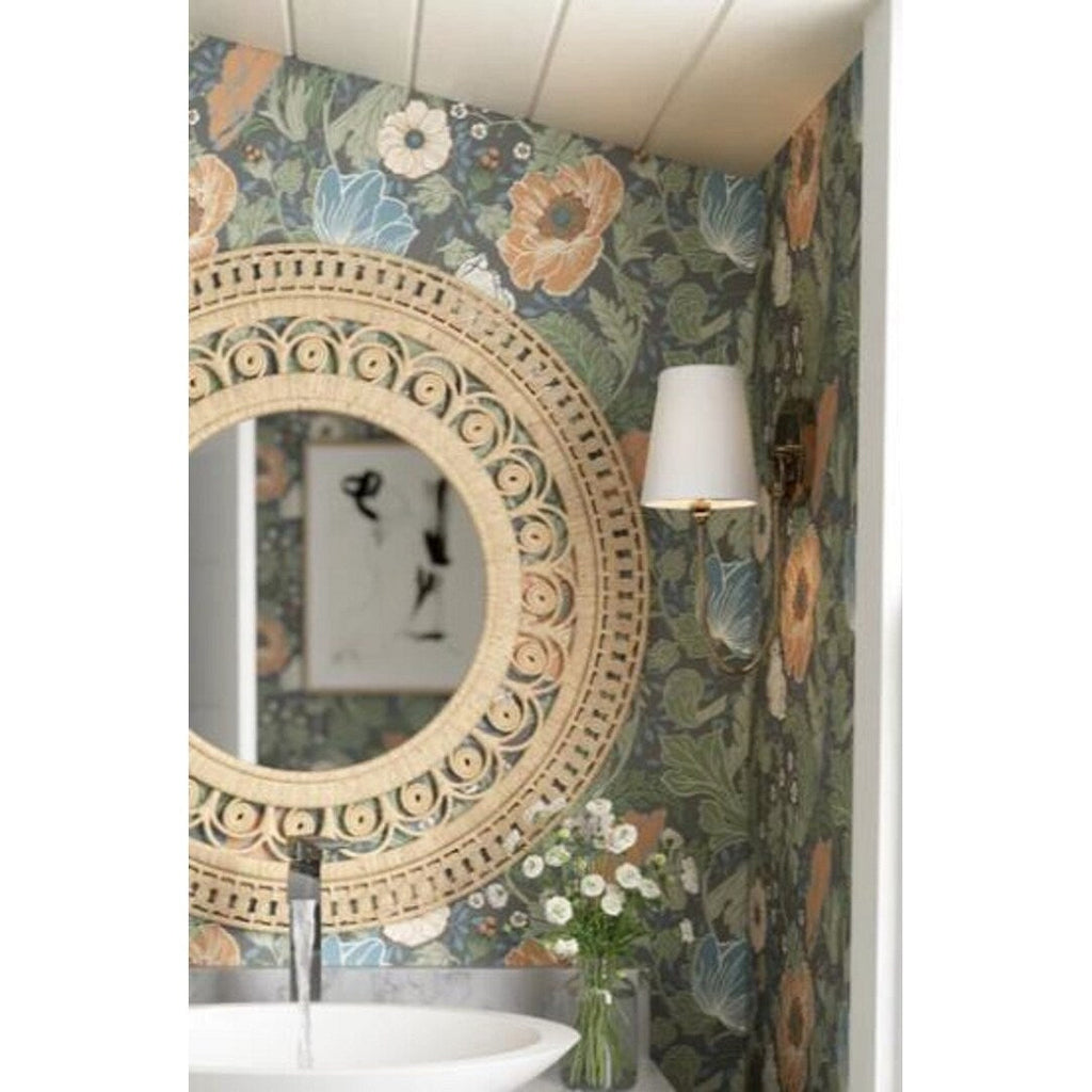 Applique murale rustique simple à 1 lumière en laiton antique avec abat-jour