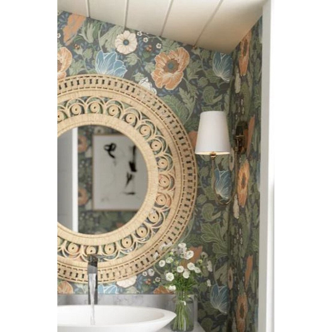 Applique murale rustique simple à 1 lumière en laiton antique avec abat-jour