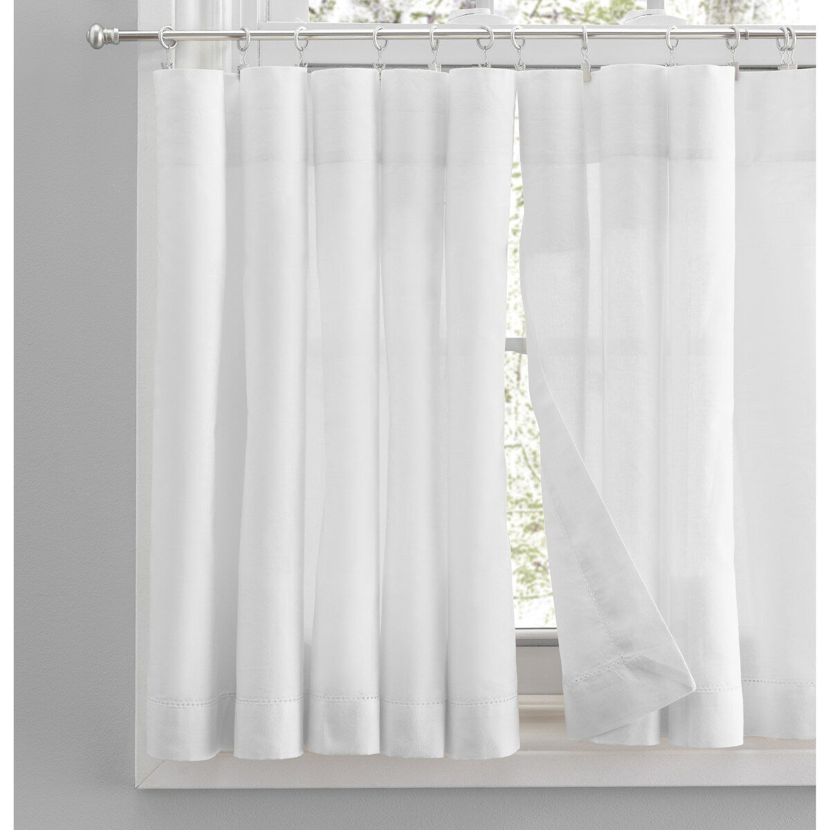 Rideaux de cuisine Simplicity Hemstitch 100 % coton avec passe-tringle - Étage, feston ou cantonnière (vendus séparément)