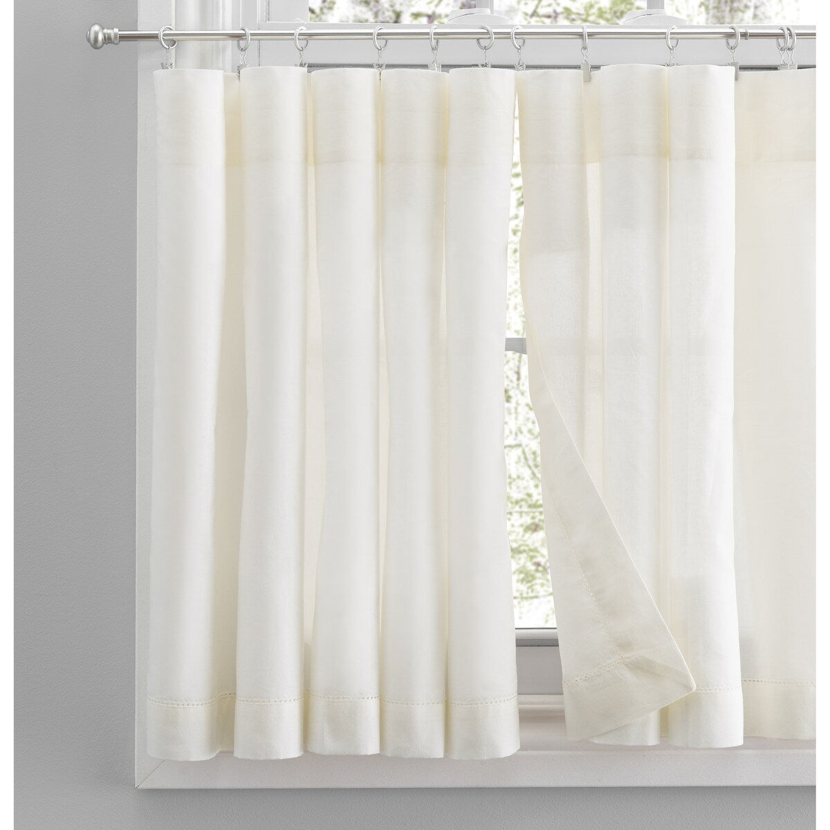 Rideaux de cuisine Simplicity Hemstitch 100 % coton avec passe-tringle - Étage, feston ou cantonnière (vendus séparément)