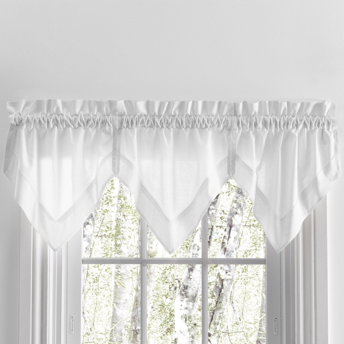 Rideaux de cuisine Simplicity Hemstitch 100 % coton avec passe-tringle - Étage, feston ou cantonnière (vendus séparément)