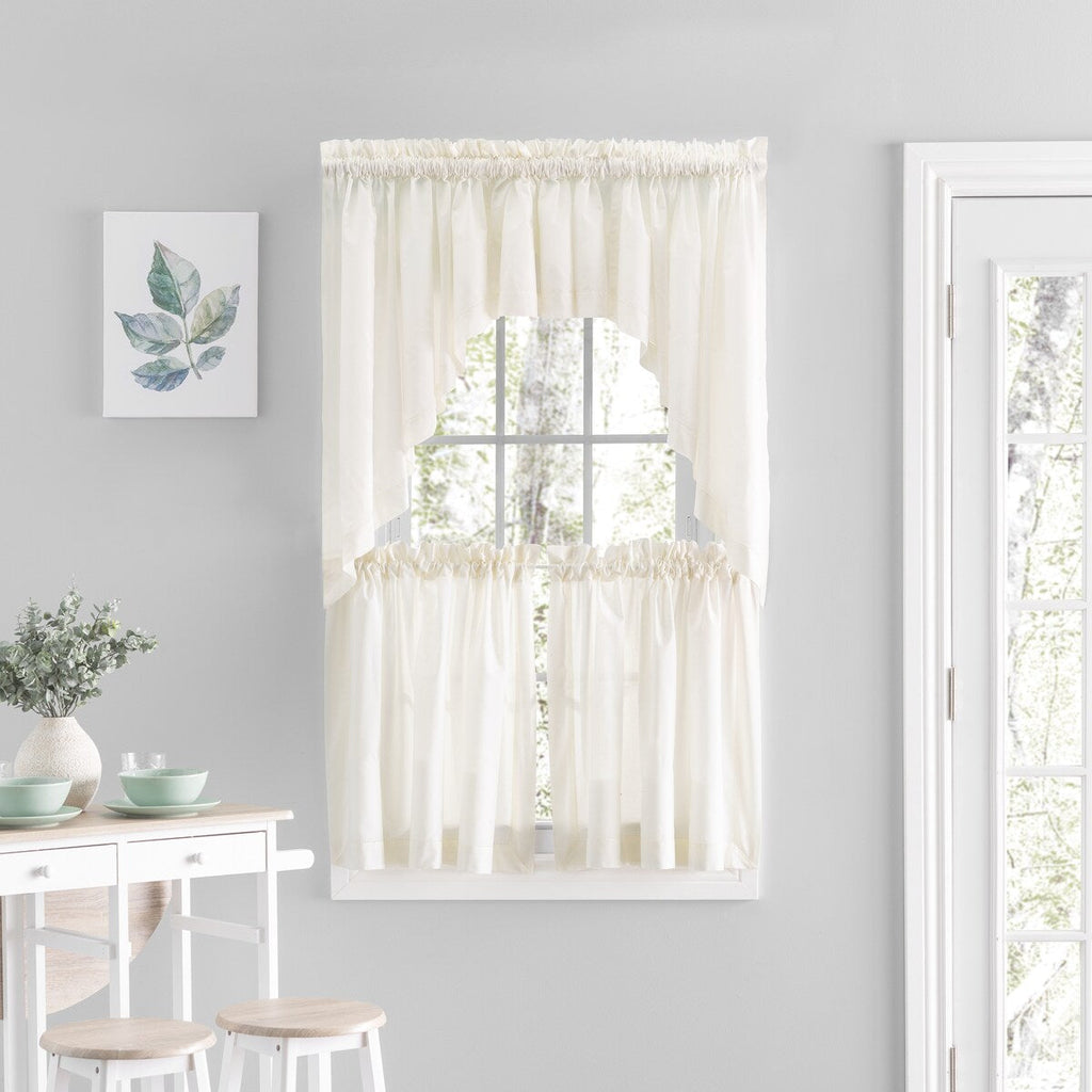 Rideaux de cuisine Simplicity Hemstitch 100 % coton avec passe-tringle - Étage, feston ou cantonnière (vendus séparément)