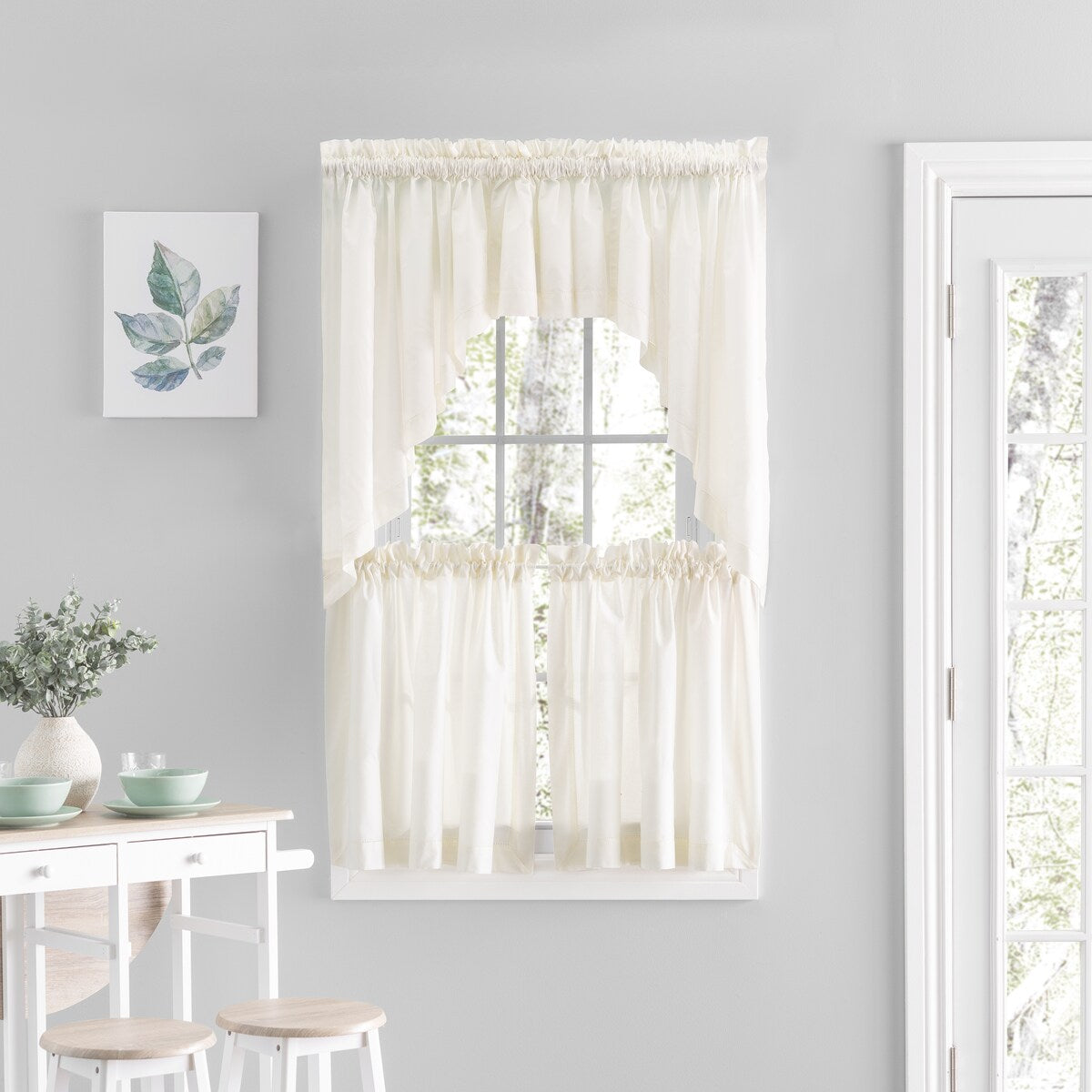 Rideaux de cuisine Simplicity Hemstitch 100 % coton avec passe-tringle - Étage, feston ou cantonnière (vendus séparément)