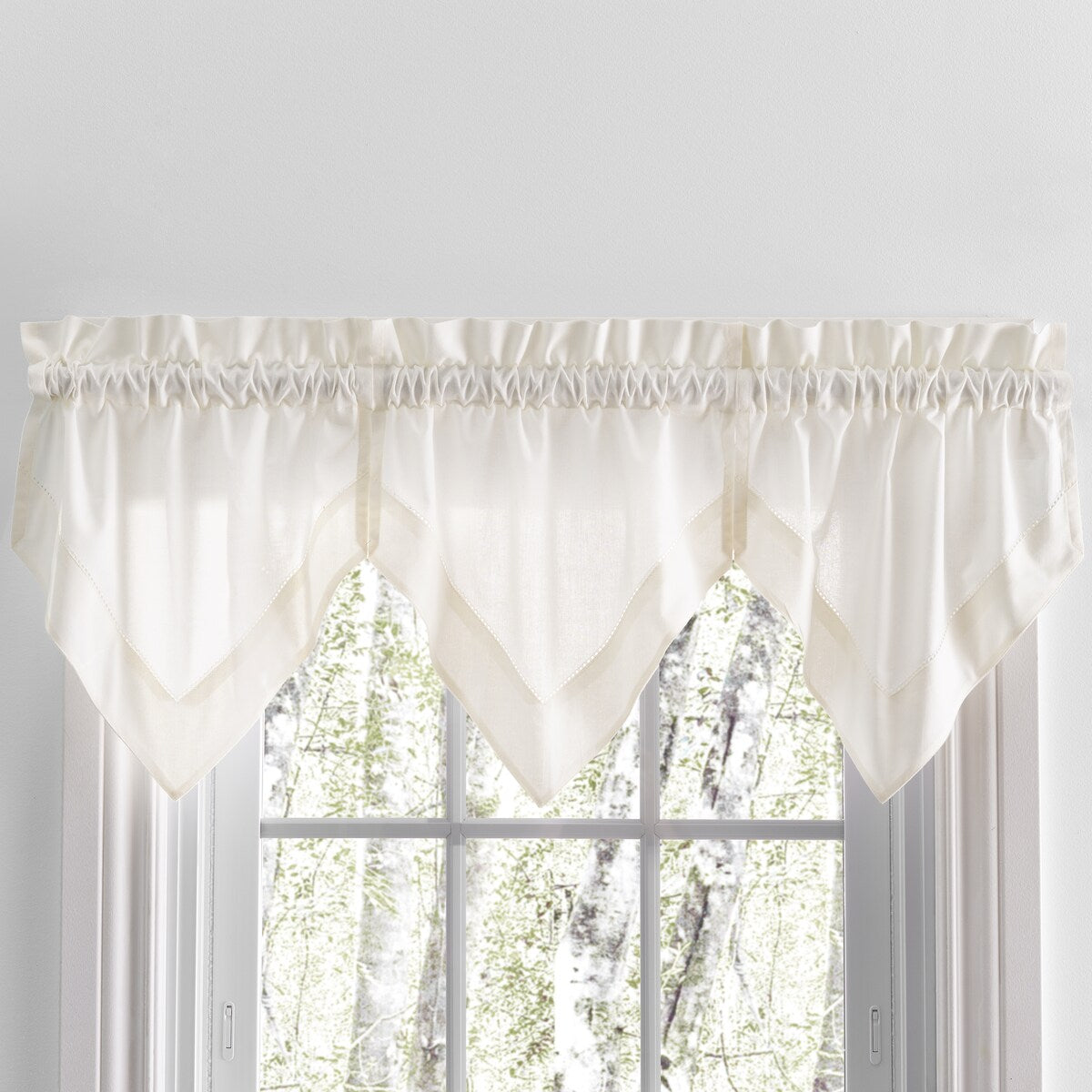 Rideaux de cuisine Simplicity Hemstitch 100 % coton avec passe-tringle - Étage, feston ou cantonnière (vendus séparément)