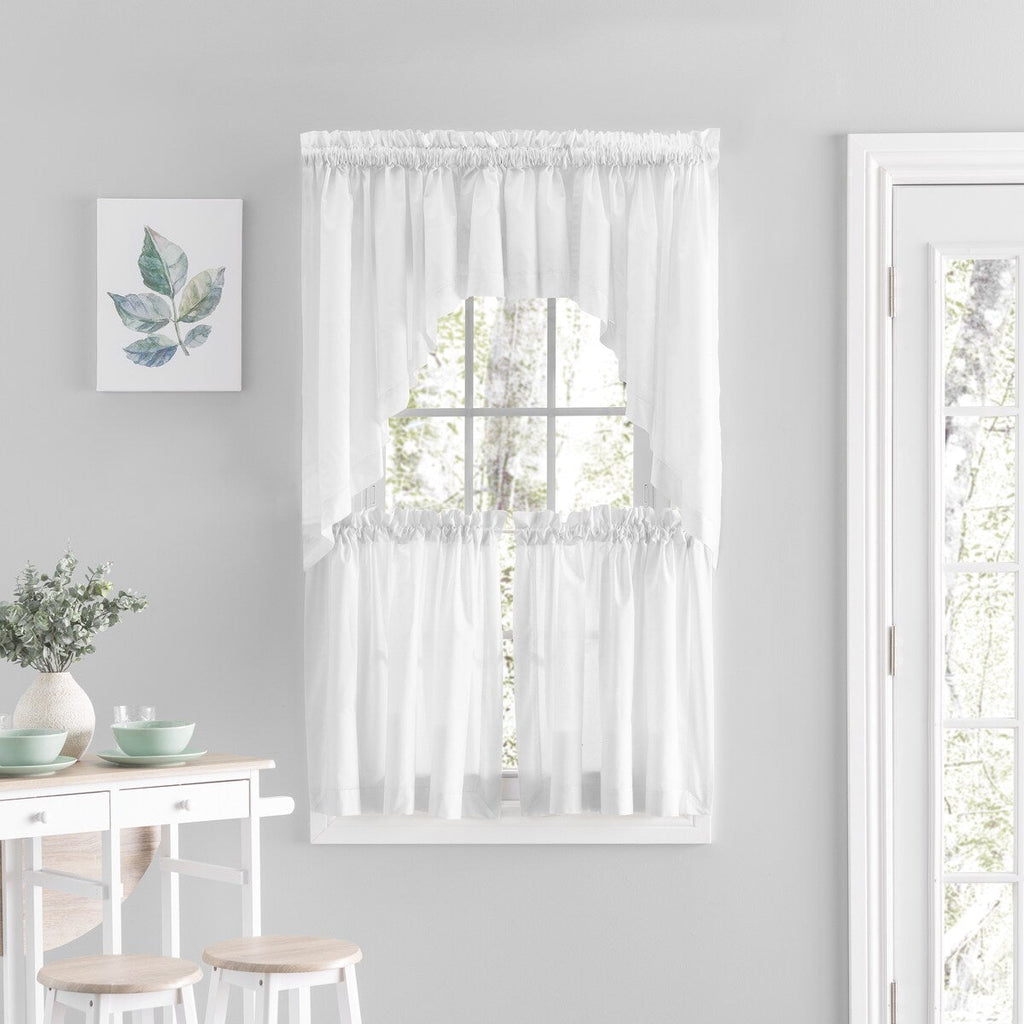 Rideaux de cuisine Simplicity Hemstitch 100 % coton avec passe-tringle - Étage, feston ou cantonnière (vendus séparément)