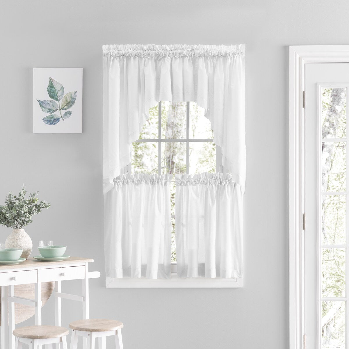 Rideaux de cuisine Simplicity Hemstitch 100 % coton avec passe-tringle - Étage, feston ou cantonnière (vendus séparément)
