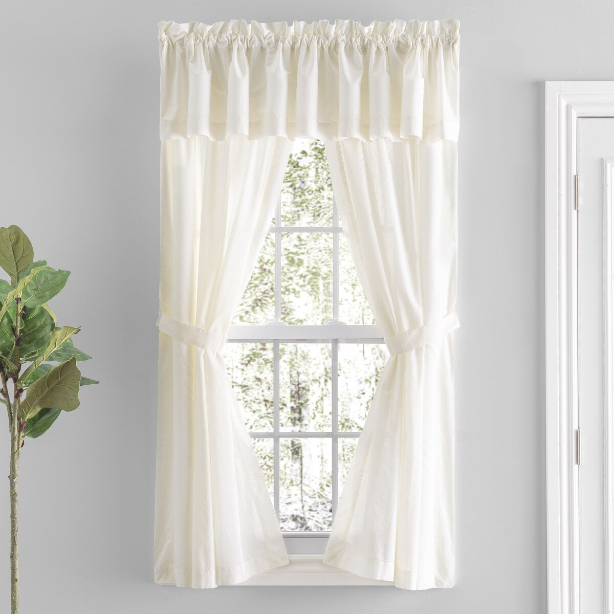 Paire de panneaux sur mesure Simplicity Hemstitch 100 % coton avec passe-tringle et embrasses ou cantonnière sur mesure