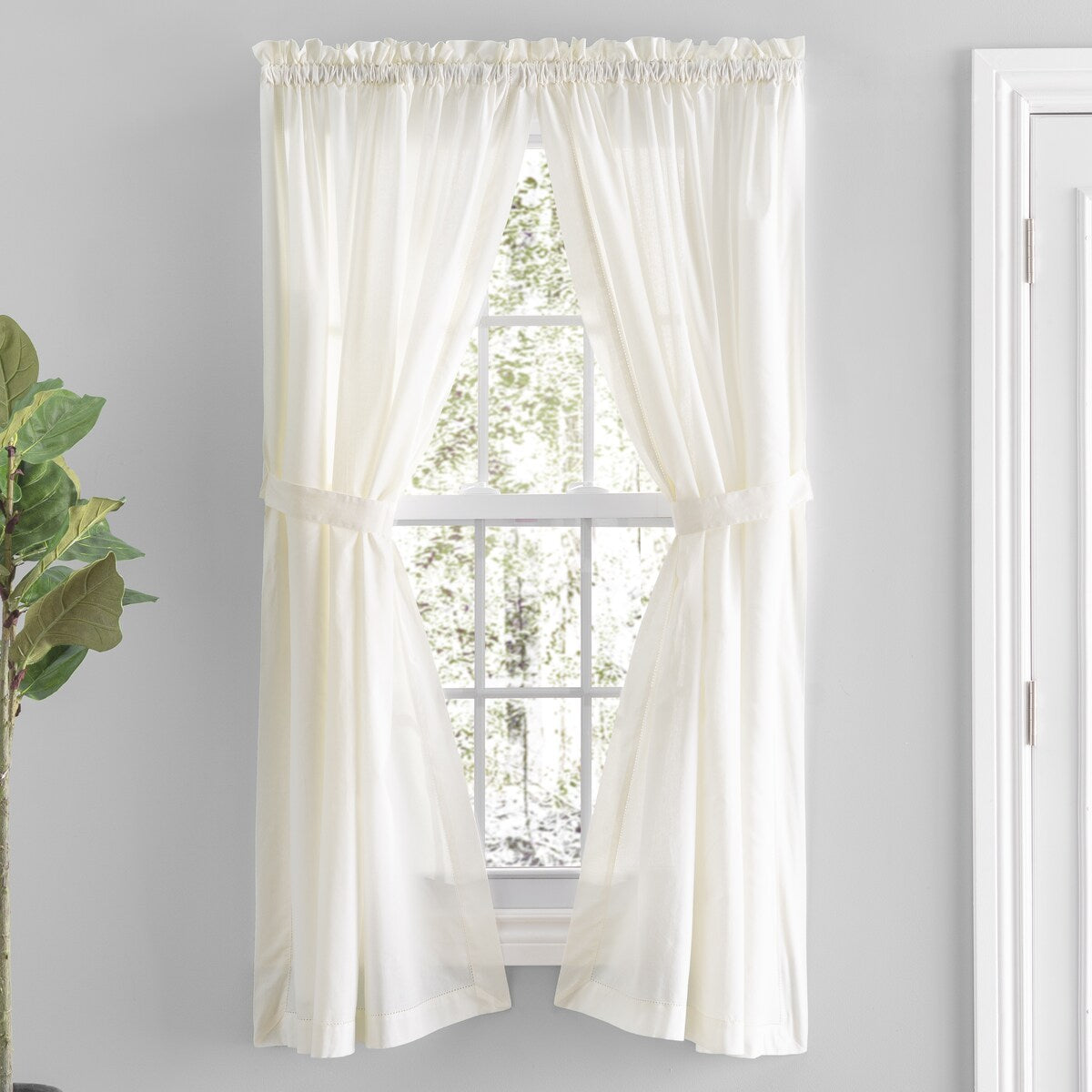 Paire de panneaux sur mesure Simplicity Hemstitch 100 % coton avec passe-tringle et embrasses ou cantonnière sur mesure