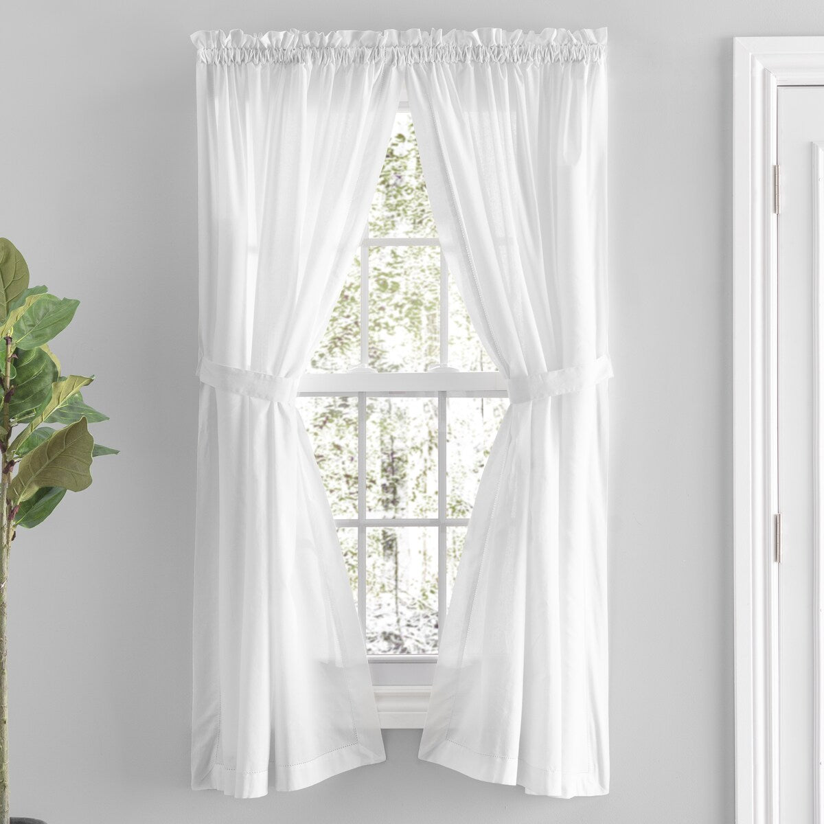 Paire de panneaux sur mesure Simplicity Hemstitch 100 % coton avec passe-tringle et embrasses ou cantonnière sur mesure