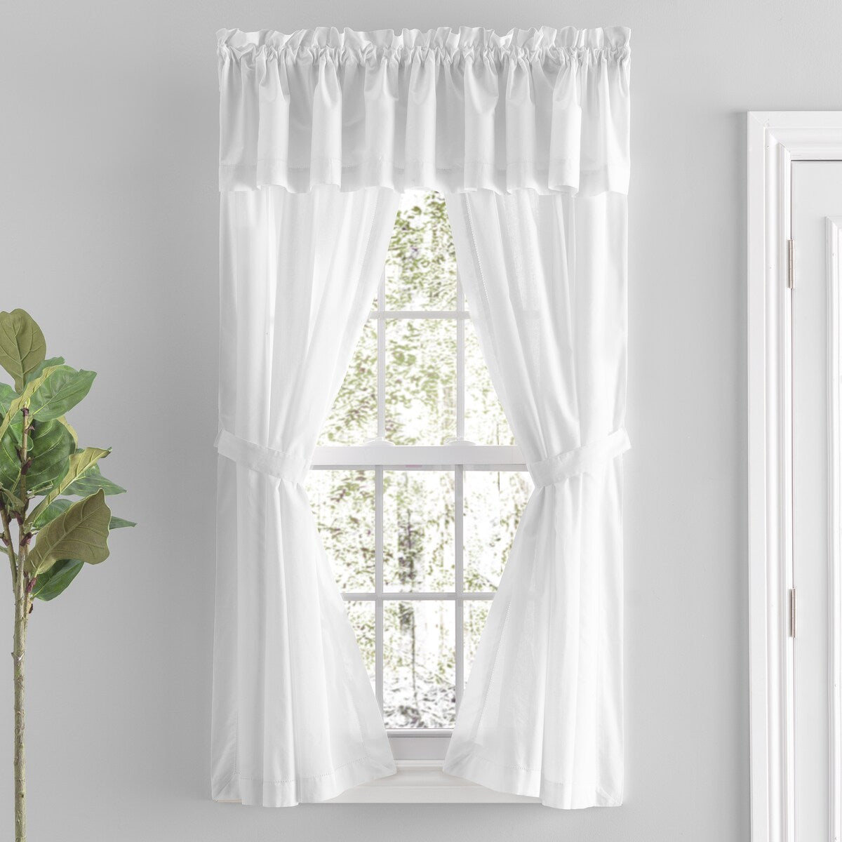 Paire de panneaux sur mesure Simplicity Hemstitch 100 % coton avec passe-tringle et embrasses ou cantonnière sur mesure
