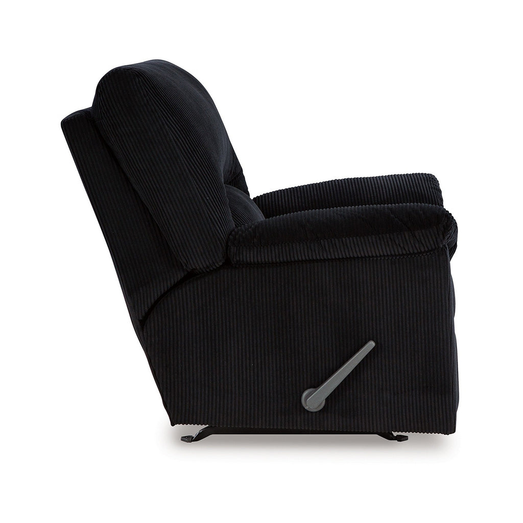 Fauteuil d'appoint inclinable manuel Simy, 40 pouces, velours côtelé noir