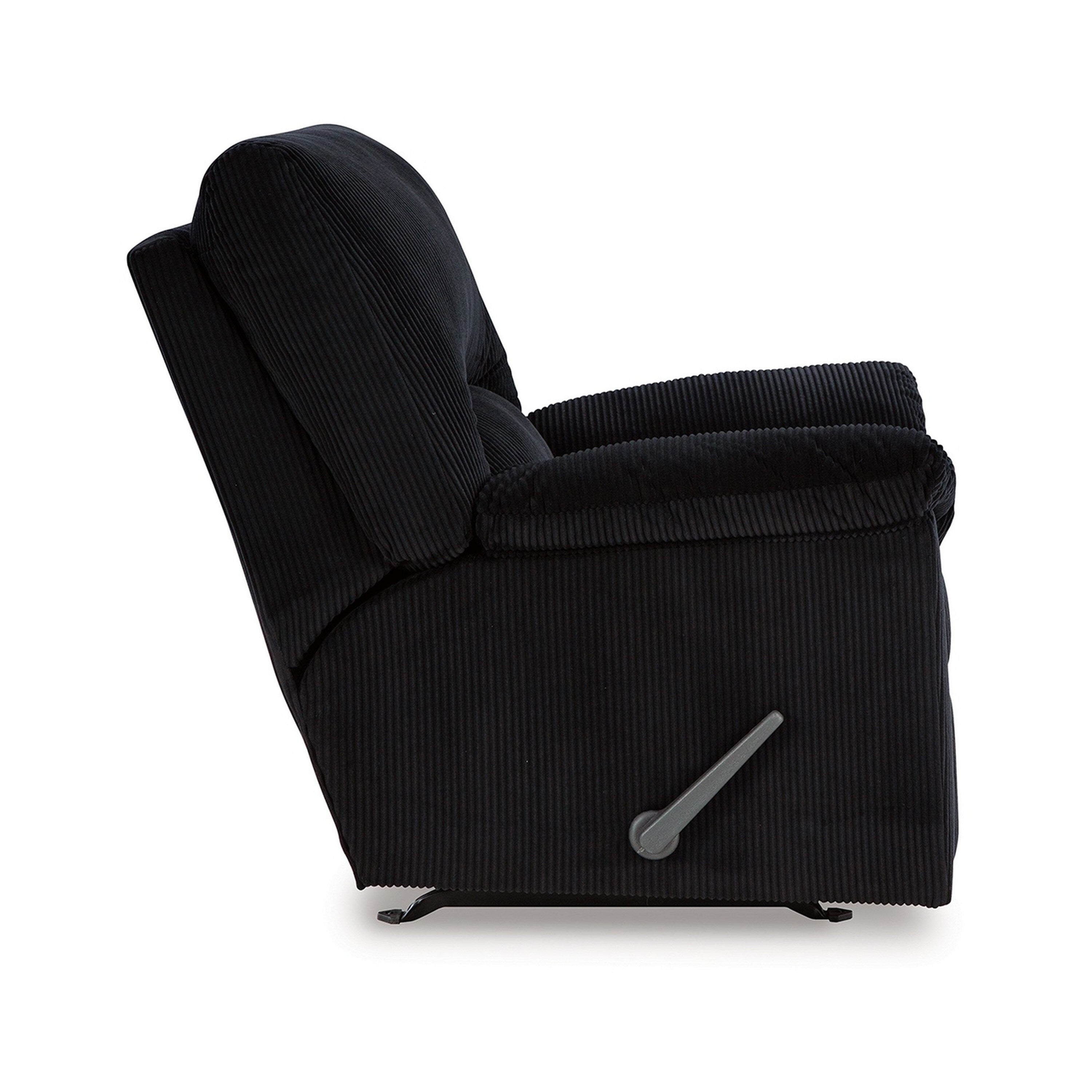 Fauteuil d'appoint inclinable manuel Simy, 40 pouces, velours côtelé noir