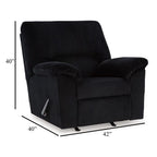 Fauteuil d'appoint inclinable manuel Simy, 40 pouces, velours côtelé noir