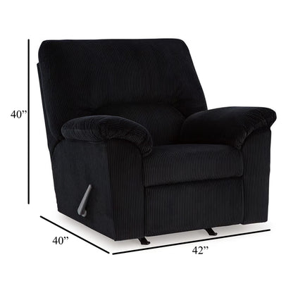 Fauteuil d'appoint inclinable manuel Simy, 40 pouces, velours côtelé noir