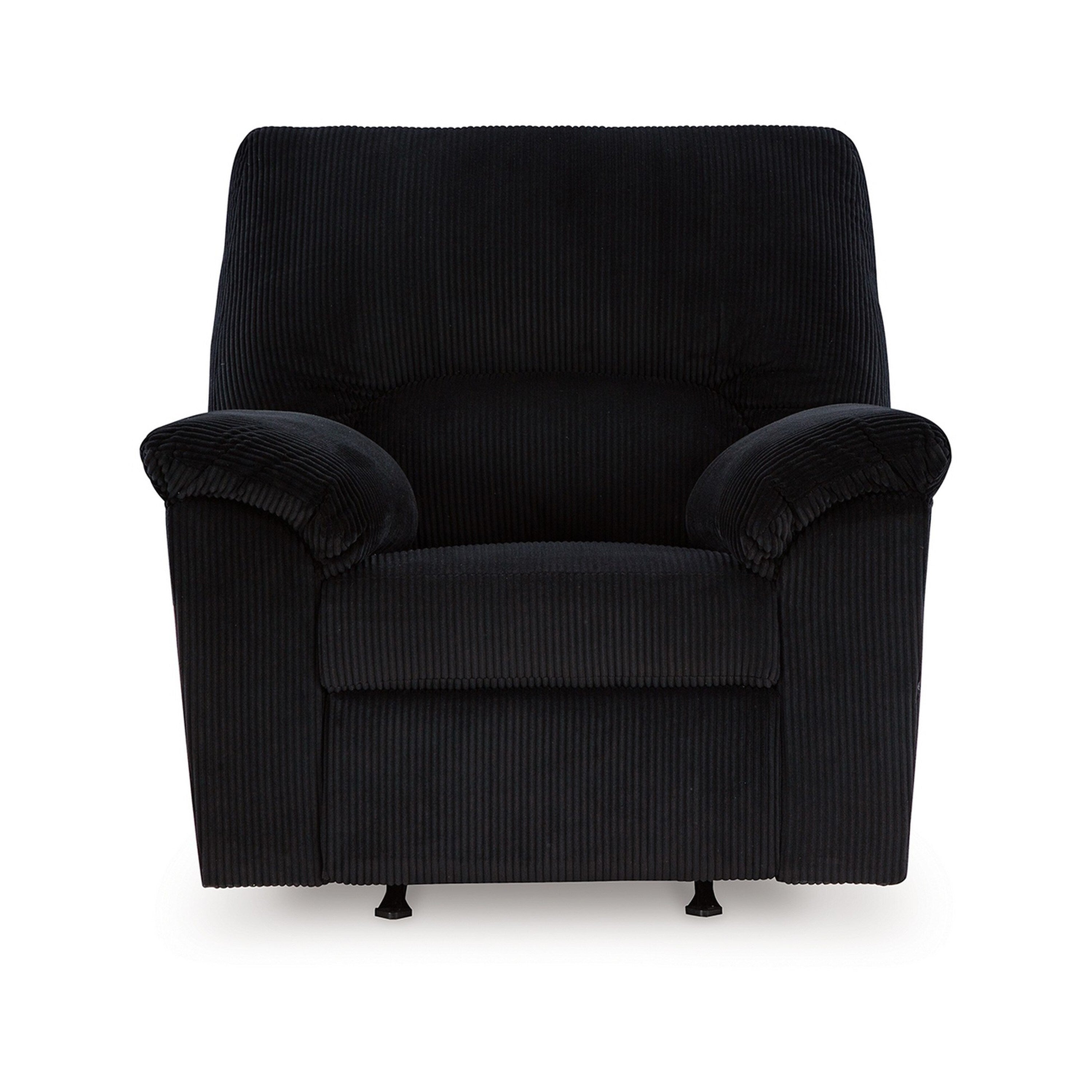 Fauteuil d'appoint inclinable manuel Simy, 40 pouces, velours côtelé noir