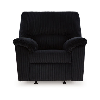 Fauteuil d'appoint inclinable manuel Simy, 40 pouces, velours côtelé noir