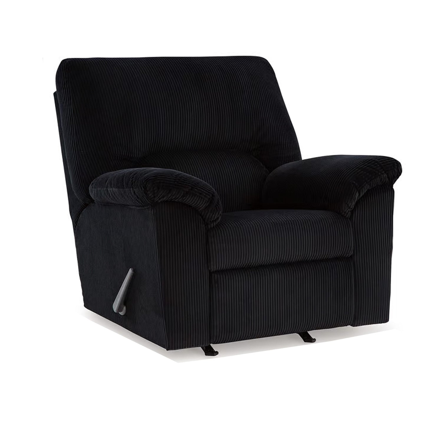 Fauteuil d'appoint inclinable manuel Simy, 40 pouces, velours côtelé noir