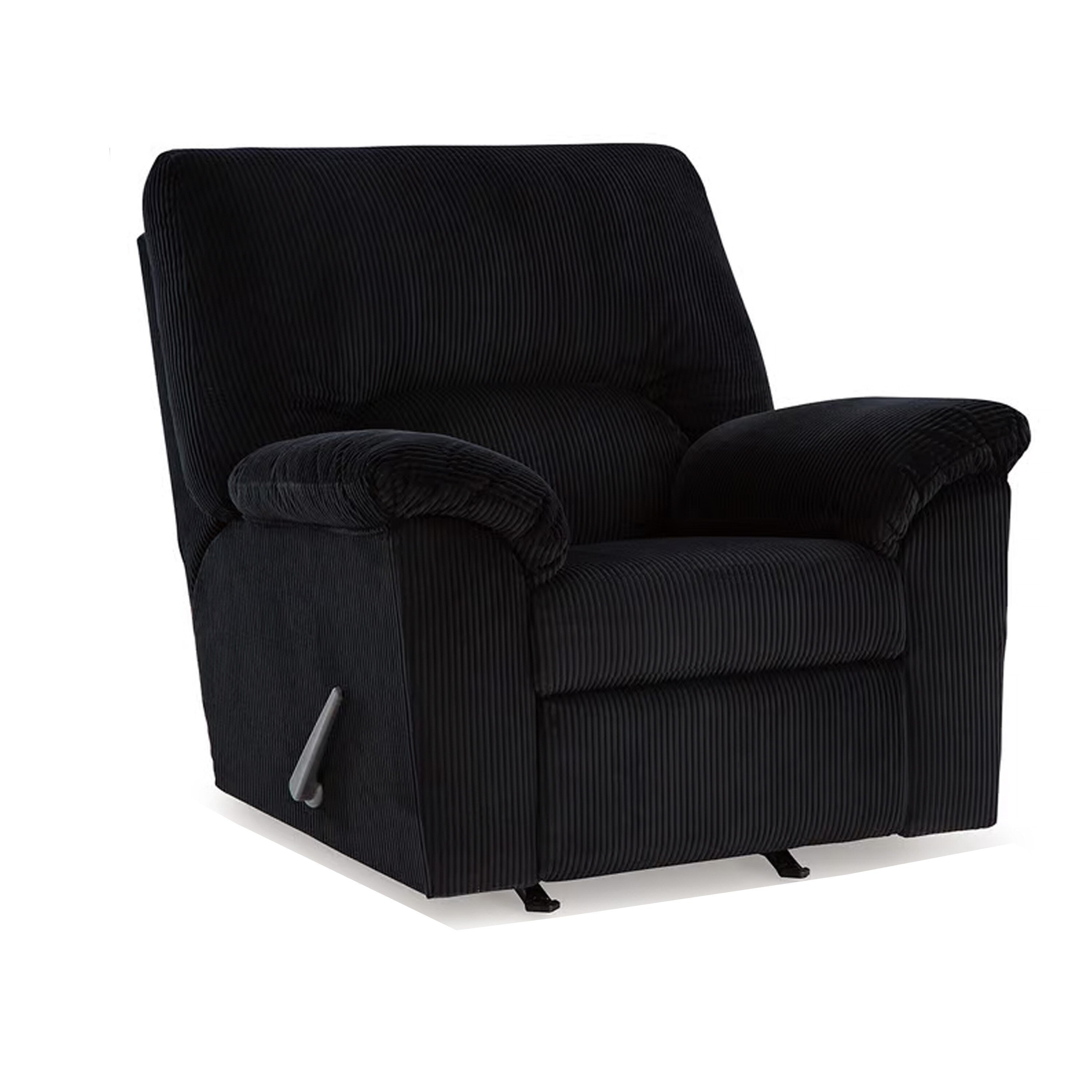 Fauteuil d'appoint inclinable manuel Simy, 40 pouces, velours côtelé noir