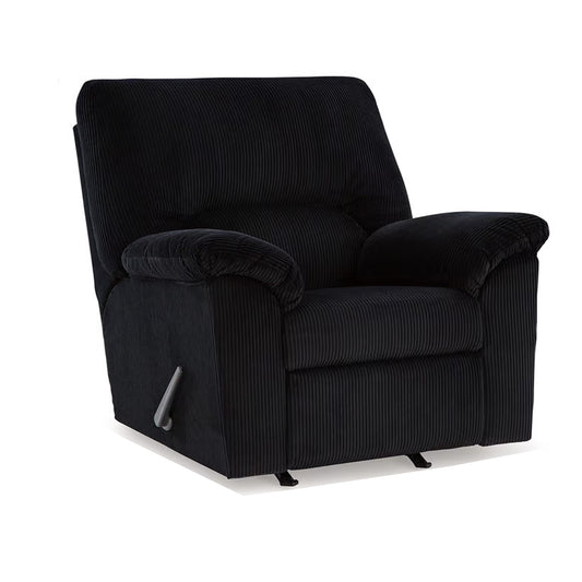 Fauteuil d'appoint inclinable manuel Simy, 40 pouces, velours côtelé noir