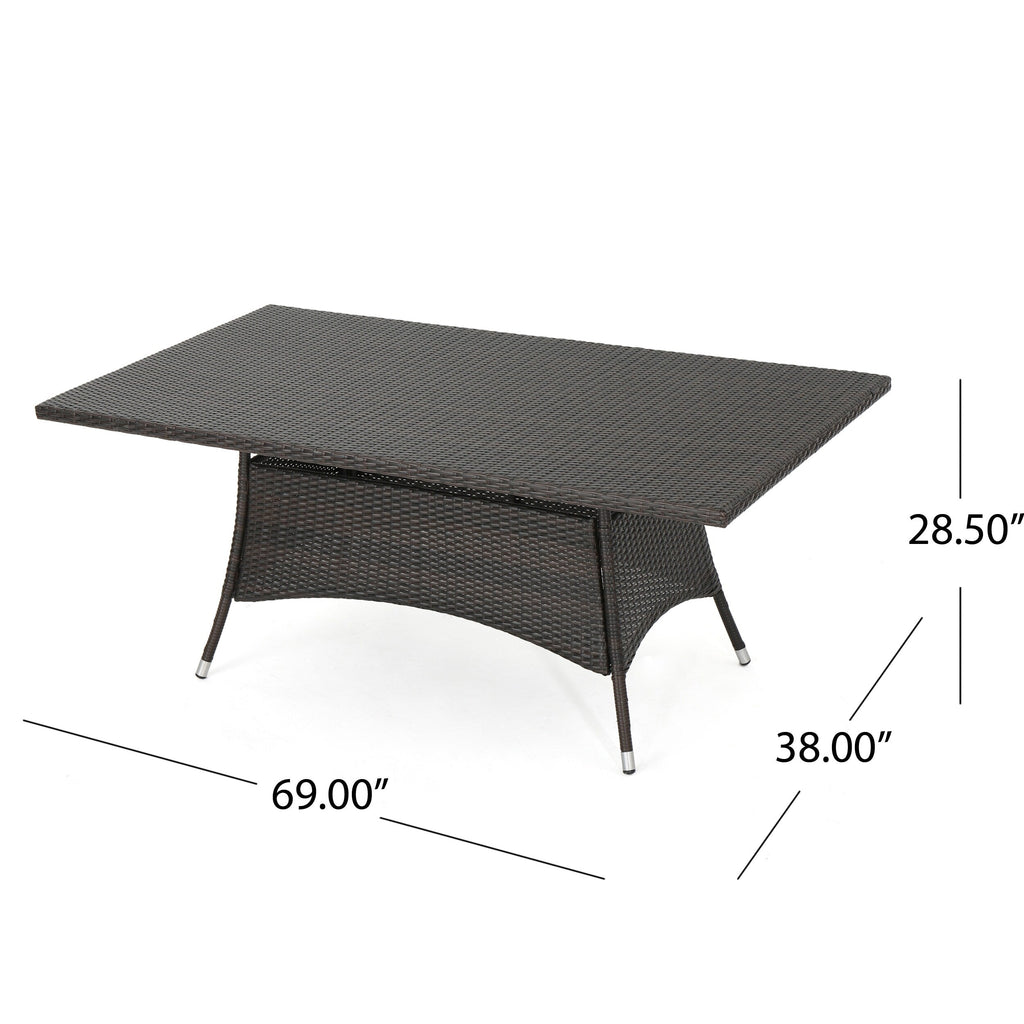 Ensemble de salle à manger d'extérieur en osier Sinclair 7 pièces par Christopher Knight Home