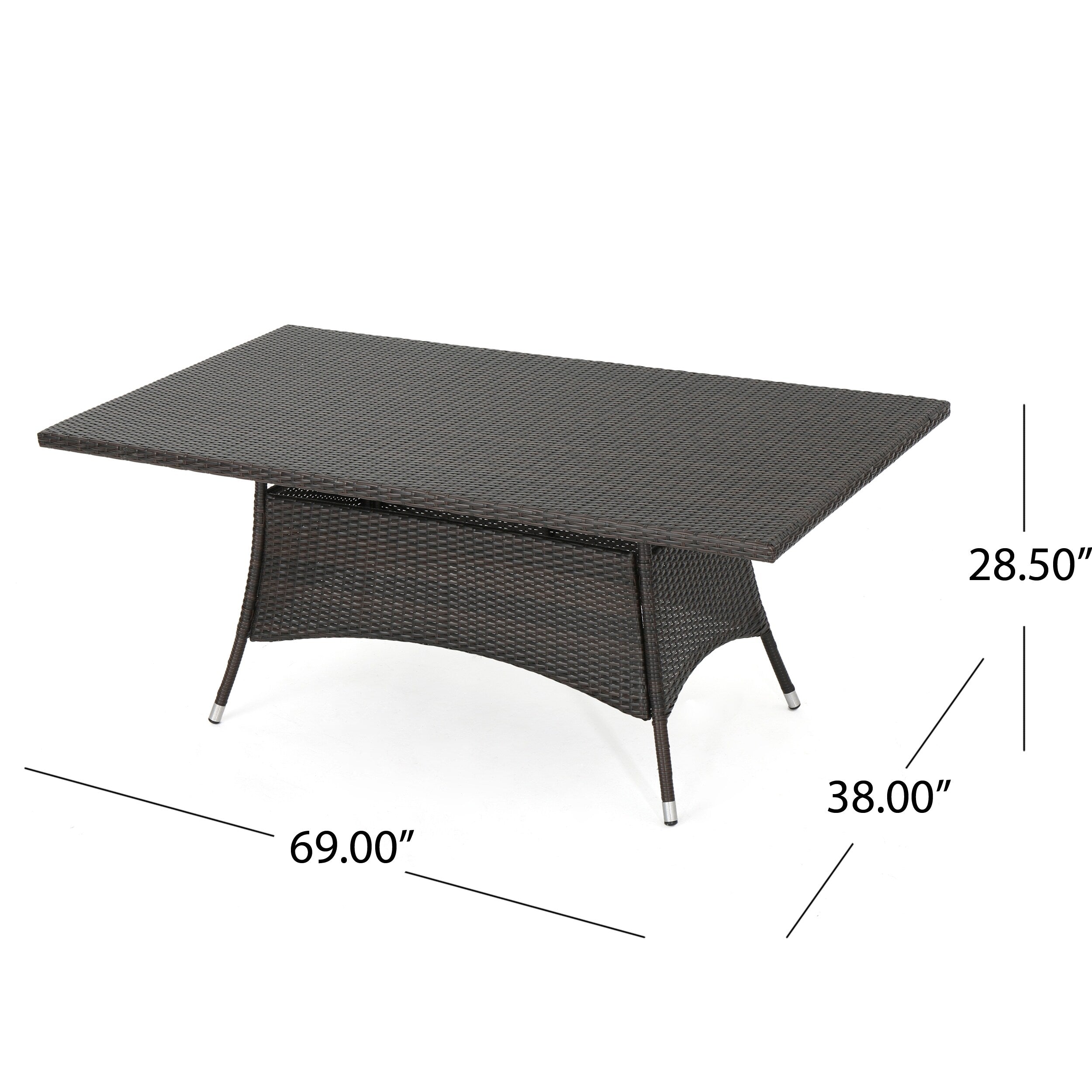 Ensemble de salle à manger d'extérieur en osier Sinclair 7 pièces par Christopher Knight Home
