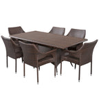 Ensemble de salle à manger d'extérieur en osier Sinclair 7 pièces par Christopher Knight Home