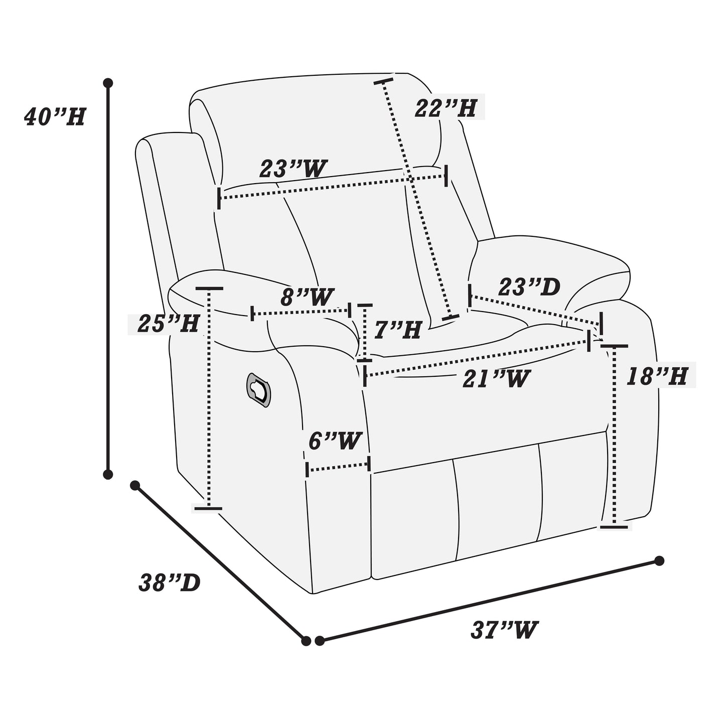 Fauteuil inclinable simple Poundex
