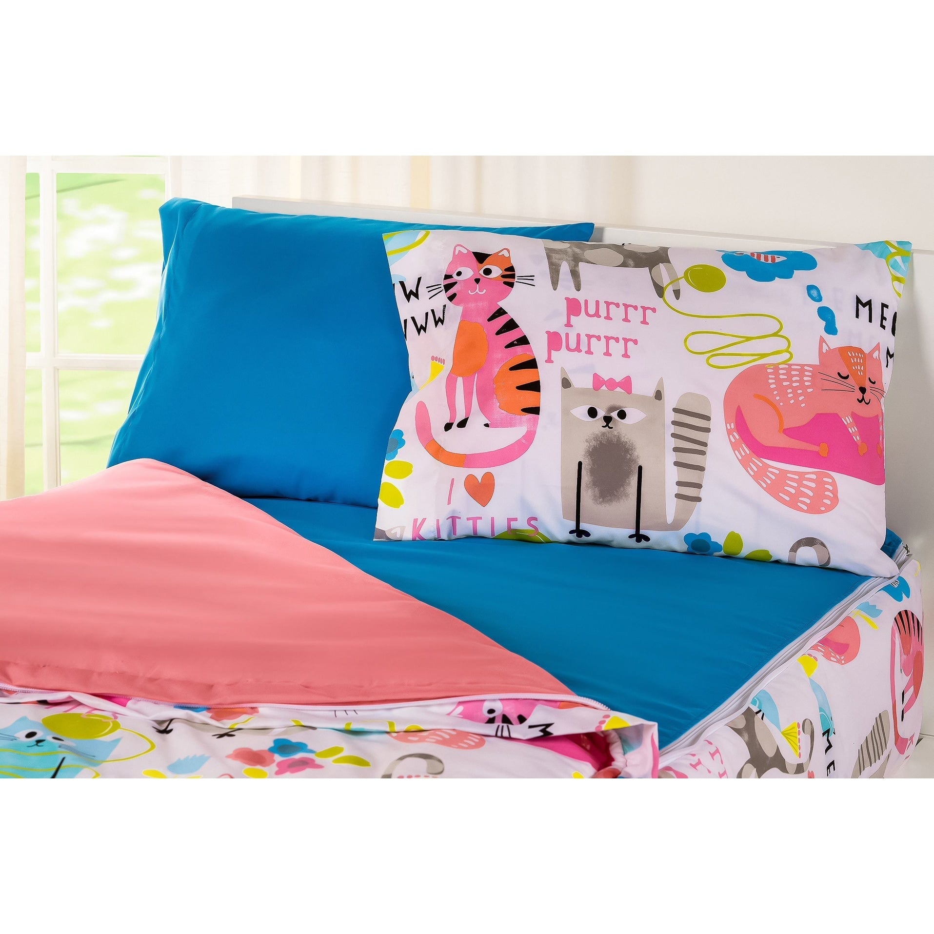 Parure de lit de luxe avec fermeture éclair Siscovers I Heart Cats Bunkie