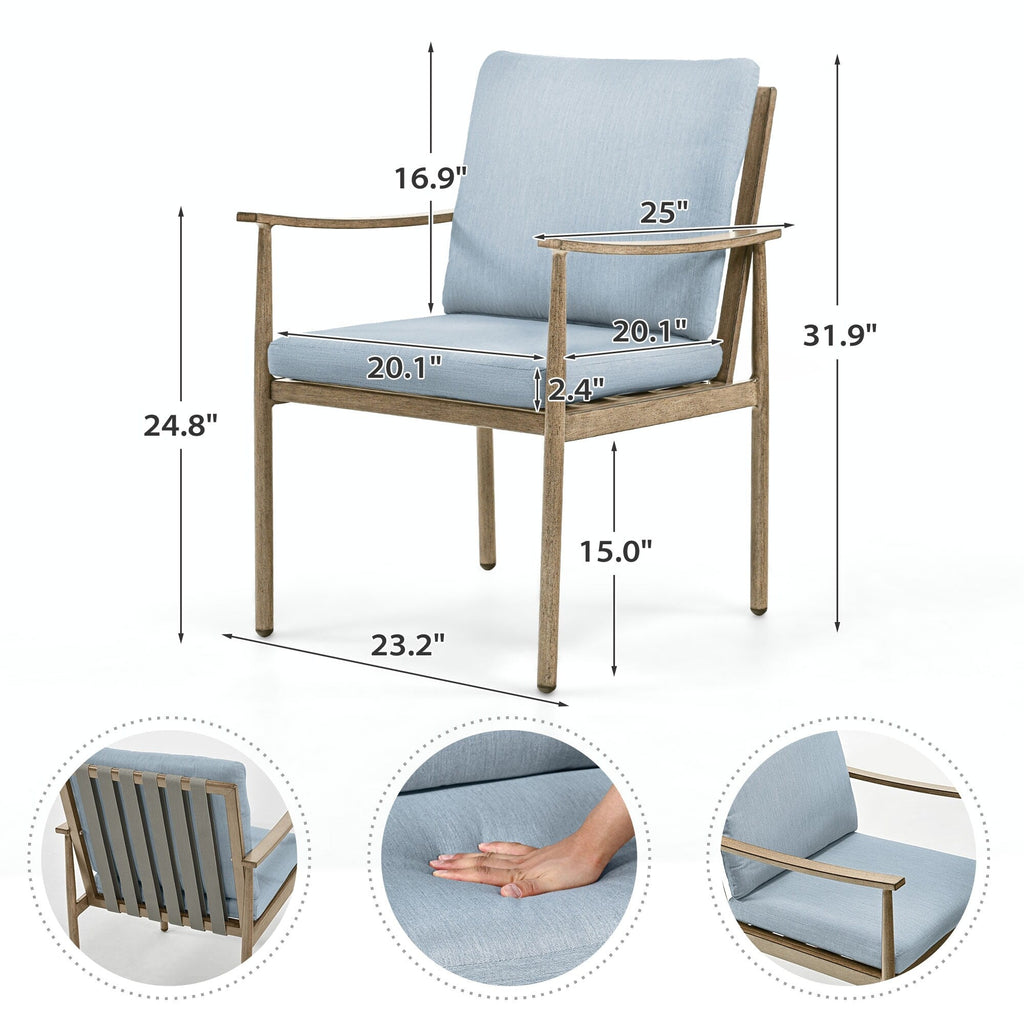 Ensemble de salle à manger de patio SleekLine 7 pièces en aluminium avec dossier en sangle et coussins amovibles