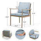 Ensemble de salle à manger de patio SleekLine 7 pièces en aluminium avec dossier en sangle et coussins amovibles