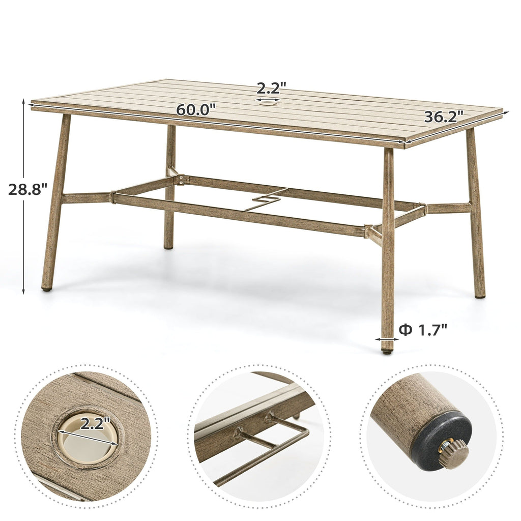 Ensemble de salle à manger de patio SleekLine 7 pièces en aluminium avec dossier en sangle et coussins amovibles