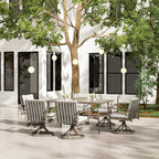 Ensemble de salle à manger de patio SleekLine 7 pièces en aluminium avec dossier en sangle et coussins amovibles