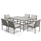 Ensemble de salle à manger de patio SleekLine 7 pièces en aluminium avec dossier en sangle et coussins amovibles