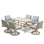 Ensemble de salle à manger de patio SleekLine 7 pièces en aluminium avec dossier en sangle et coussins amovibles