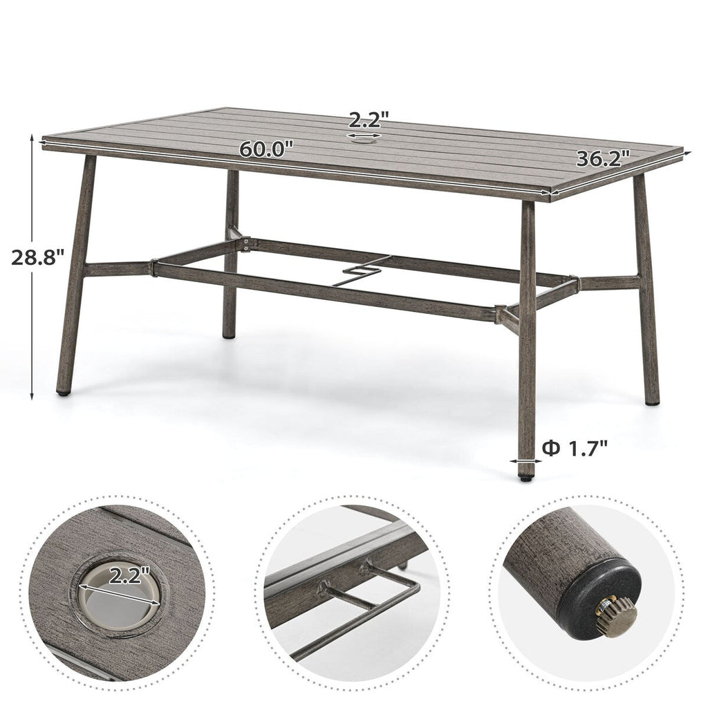 Ensemble de salle à manger de patio SleekLine 7 pièces en aluminium avec dossier en sangle et coussins amovibles