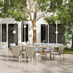 Ensemble de salle à manger de patio SleekLine 7 pièces en aluminium avec dossier en sangle et coussins amovibles