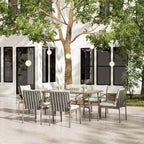 Ensemble de salle à manger de patio SleekLine 7 pièces en aluminium avec dossier en sangle et coussins amovibles