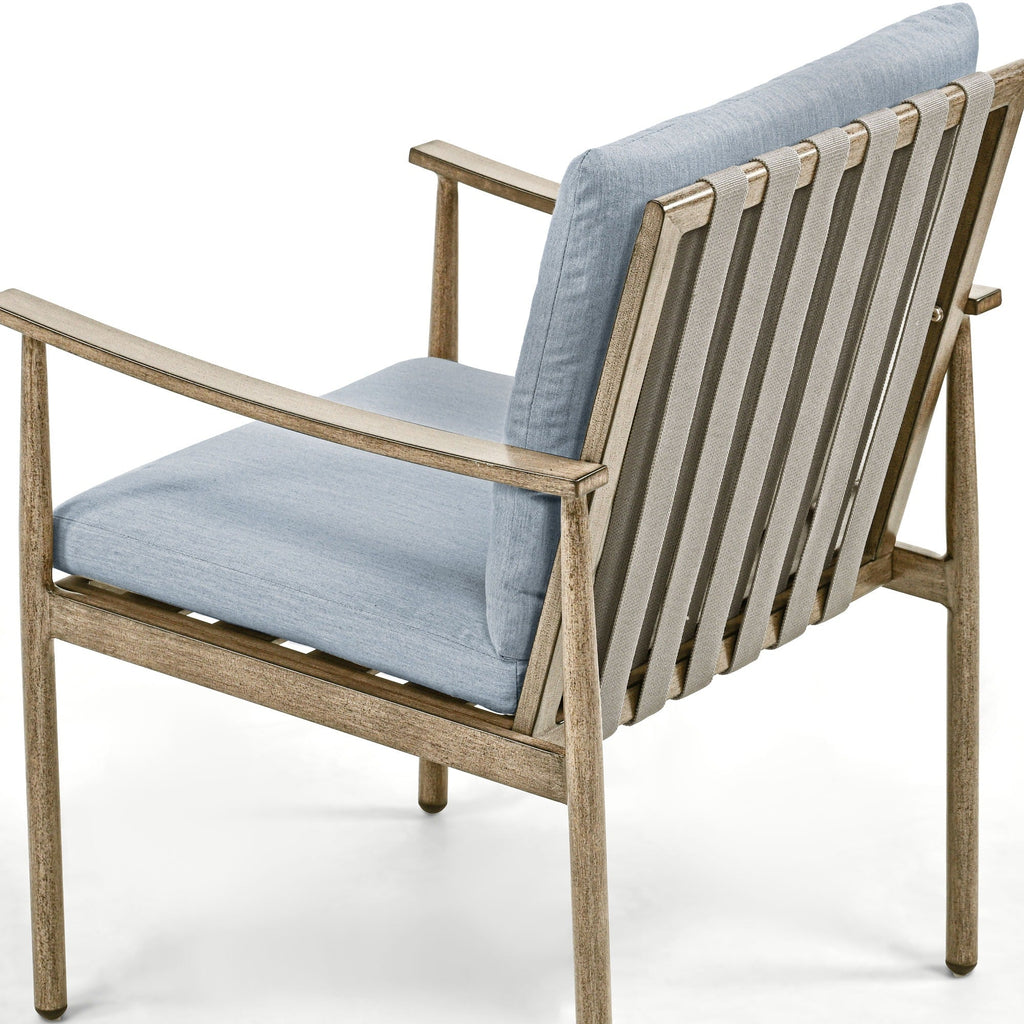 Ensemble de salle à manger de patio SleekLine 7 pièces en aluminium avec dossier en sangle et coussins amovibles
