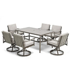 Ensemble de salle à manger de patio SleekLine 7 pièces en aluminium avec dossier en sangle et coussins amovibles