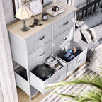 Commode moderne en tissu à 4/8/10 tiroirs avec plateau en bois