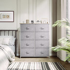 Commode moderne en tissu à 4/8/10 tiroirs avec plateau en bois